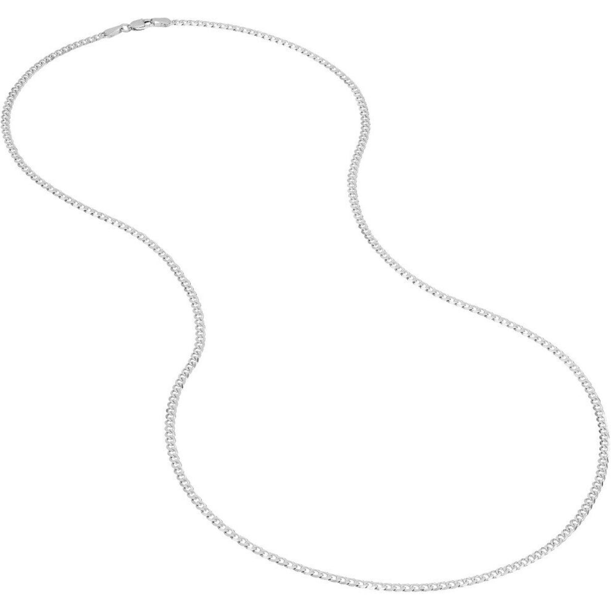 Olas d'Oro 24" Necklace - 14K White Gold 2.70mm Diamond Cut Open Curb with Lobster Lock