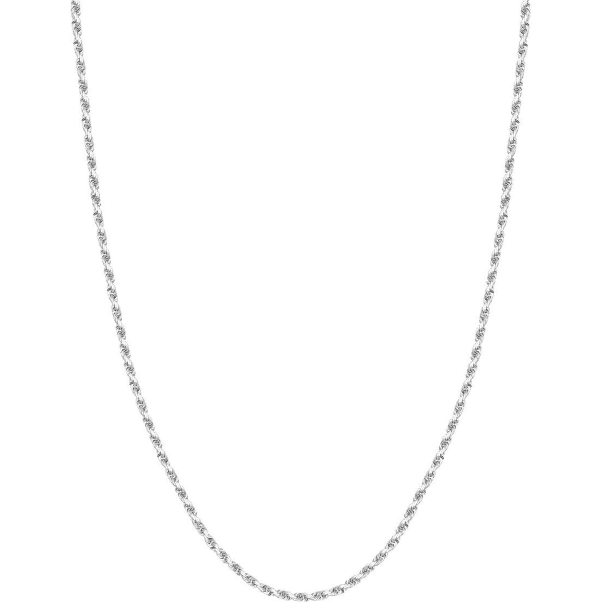 Olas d'Oro 24" Necklace - 14K White Gold 2.7mm Diamond Cut Rope Chain with Lobster Lock