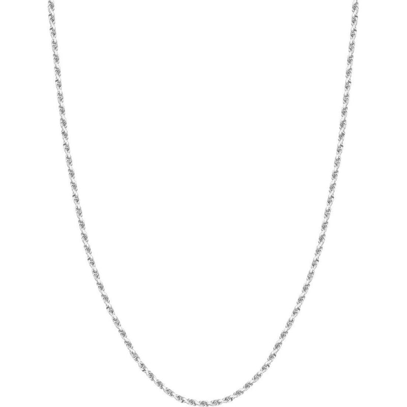 Olas d'Oro 24" Necklace - 14K White Gold 2.7mm Diamond Cut Rope Chain with Lobster Lock