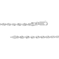 Olas d'Oro 24" Necklace - 14K White Gold 2.7mm Diamond Cut Rope Chain with Lobster Lock