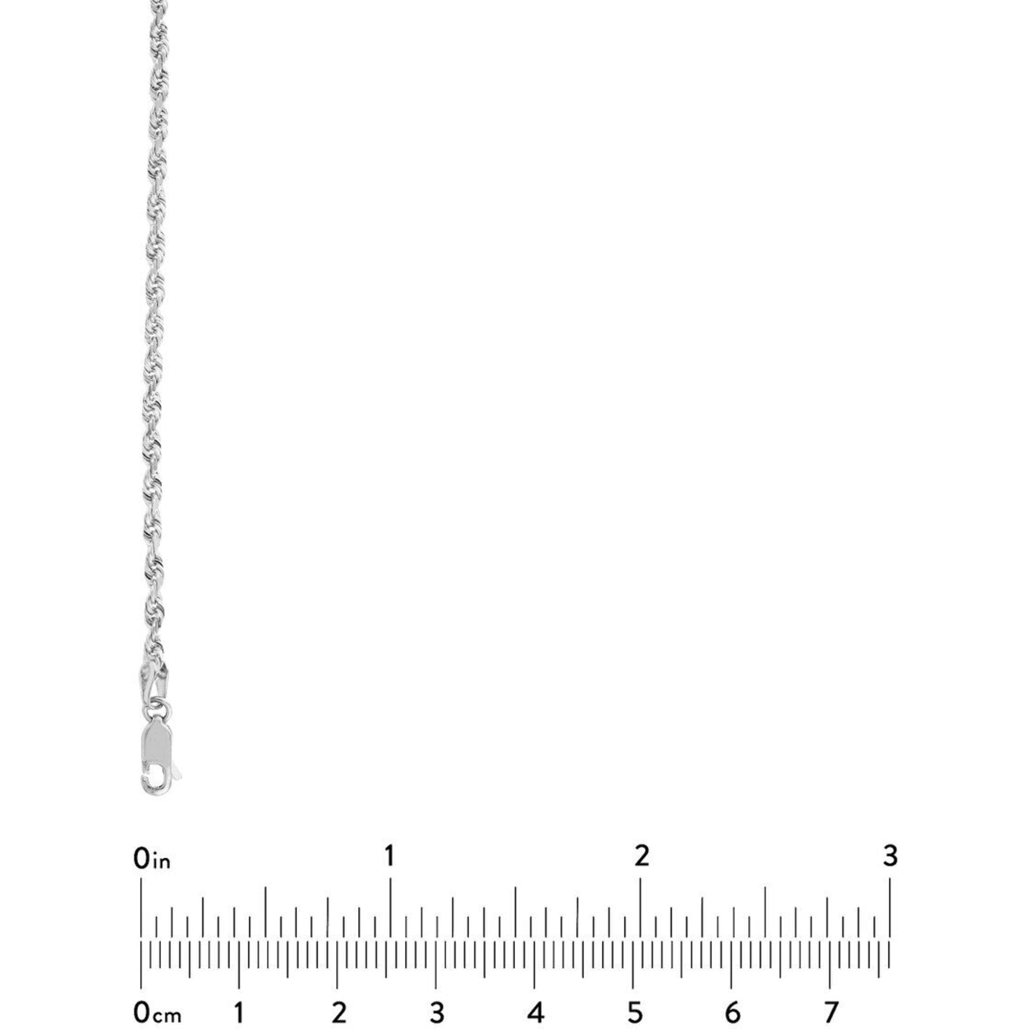 Olas d'Oro 24" Necklace - 14K White Gold 2.7mm Diamond Cut Rope Chain with Lobster Lock