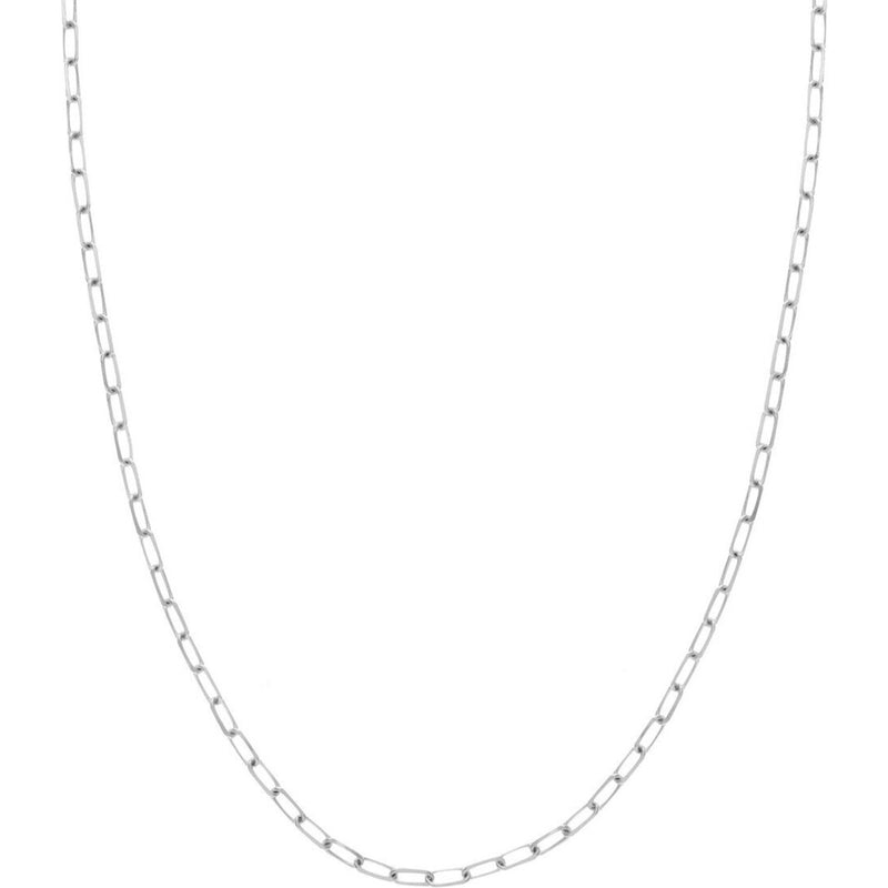 Olas d'Oro 24" Necklace - 14K White Gold 3.1mm Paper Clip Chain with Lobster Lock