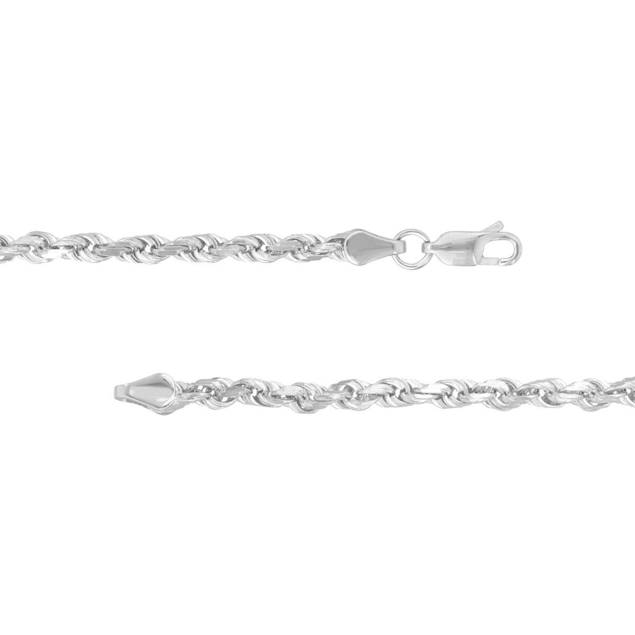 Olas d'Oro 24" Necklace - 14K White Gold 3.8mm Diamond Cut Rope Chain with Lobster Lock