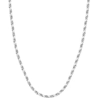 Olas d'Oro 24" Necklace - 14K White Gold 4.4mm Diamond Cut Rope Chain with Lobster Lock