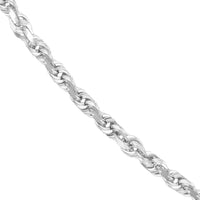 Olas d'Oro 24" Necklace - 14K White Gold 4.4mm Diamond Cut Rope Chain with Lobster Lock