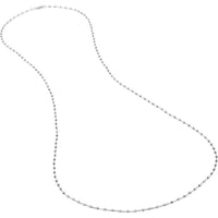 Olas d'Oro 24" Necklace - 14K White Gold Cable Chain with 2.5mm Diamond Cut Bead Stations