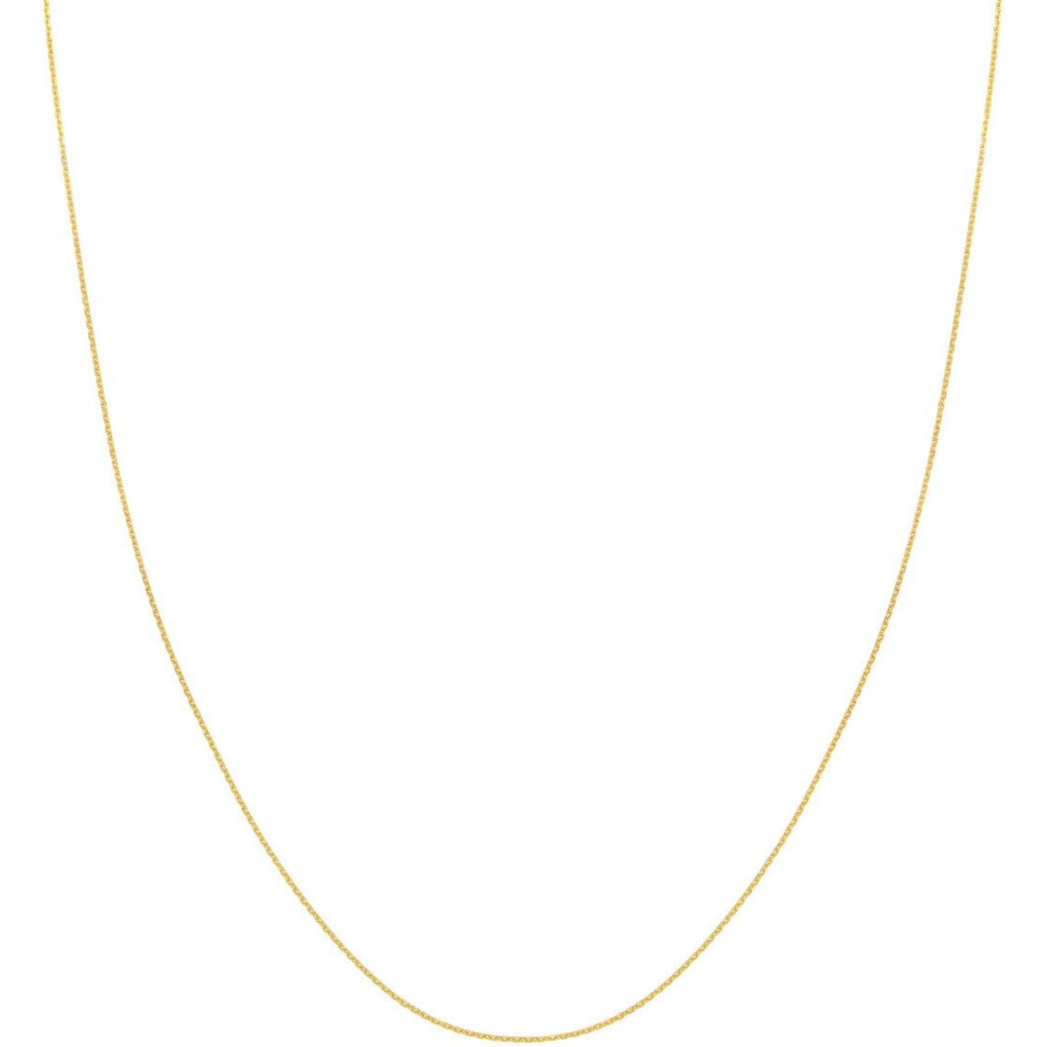Olas d'Oro 24" Necklace - 14K Yellow Gold 0.8mm Diamond Cut Cable Chain with Lobster Lock