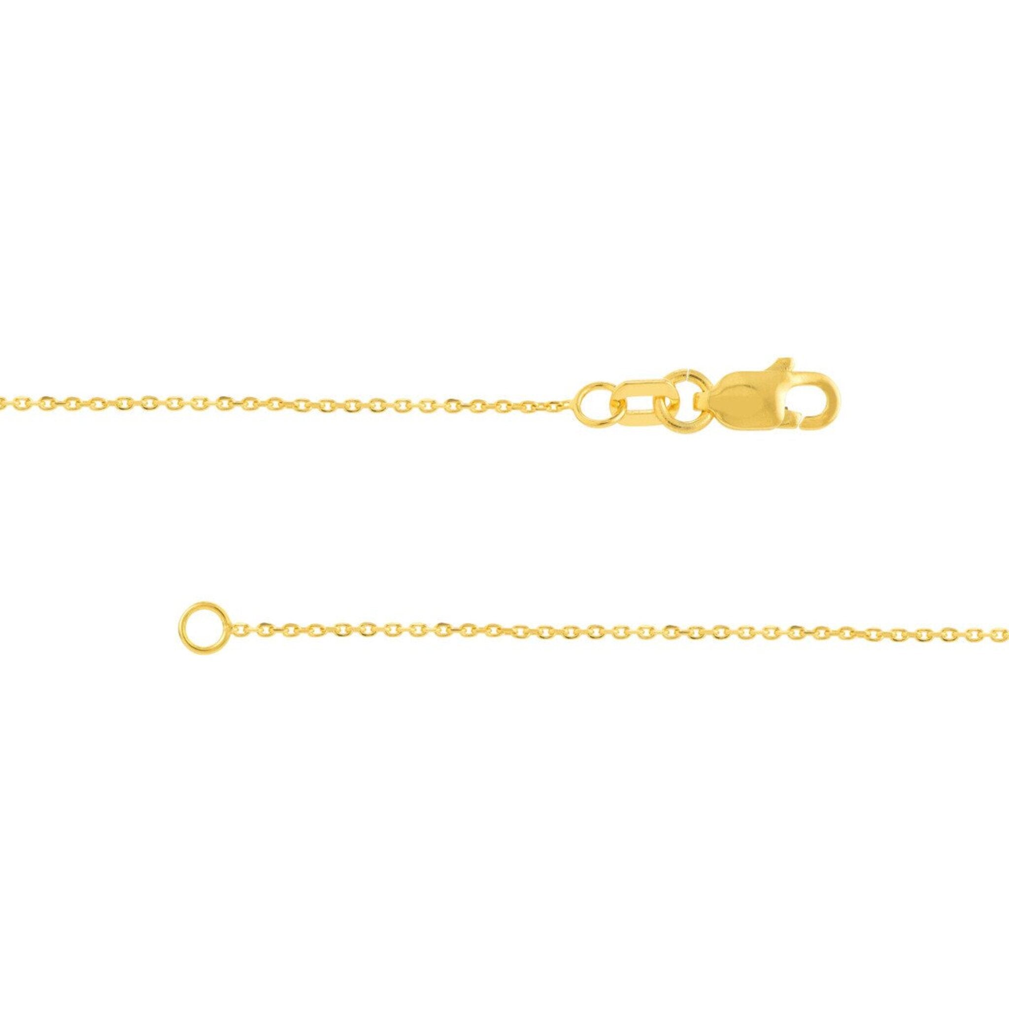 Olas d'Oro 24" Necklace - 14K Yellow Gold 0.8mm Diamond Cut Cable Chain with Lobster Lock