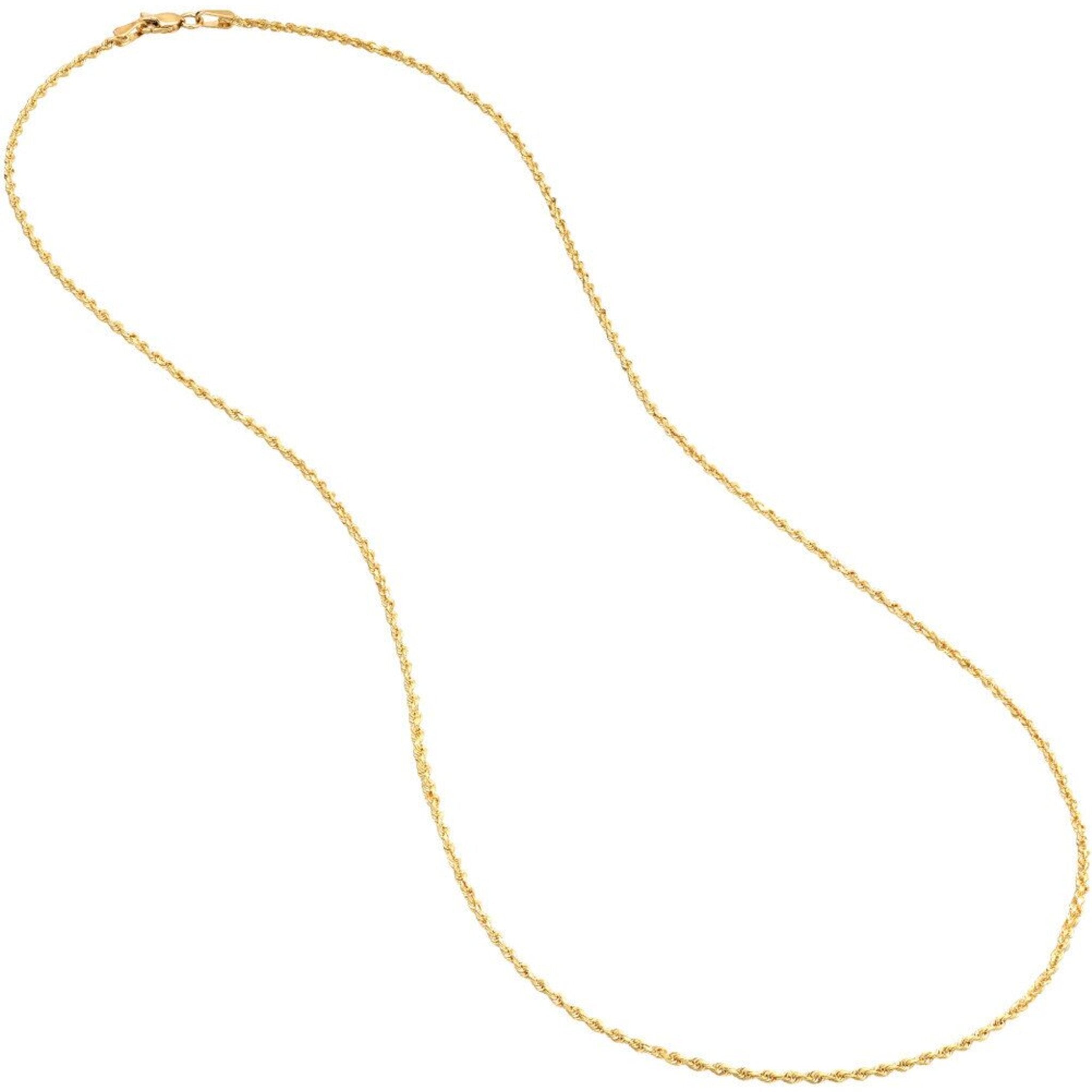 Olas d'Oro 24" Necklace - 14K Yellow Gold 1.8mm Diamond Cut Rope Chain with Lobster Lock
