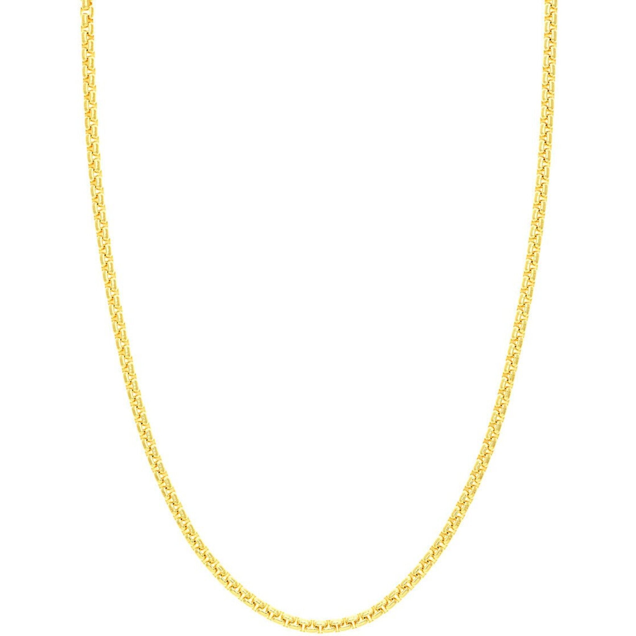 Olas d'Oro 24" Necklace - 14K Yellow Gold 3.95mm Solid Round Box Chain with Lobster Lock