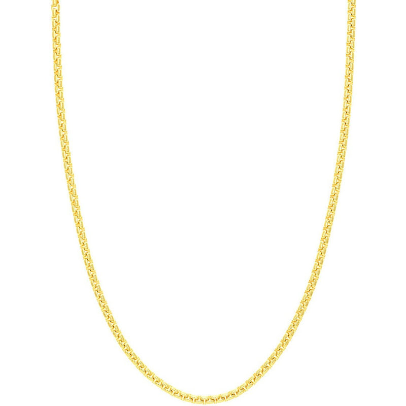 Olas d'Oro 24" Necklace - 14K Yellow Gold 3.95mm Solid Round Box Chain with Lobster Lock