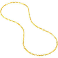 Olas d'Oro 24" Necklace - 14K Yellow Gold 3.95mm Solid Round Box Chain with Lobster Lock