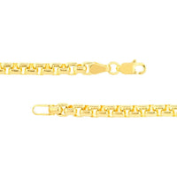 Olas d'Oro 24" Necklace - 14K Yellow Gold 3.95mm Solid Round Box Chain with Lobster Lock