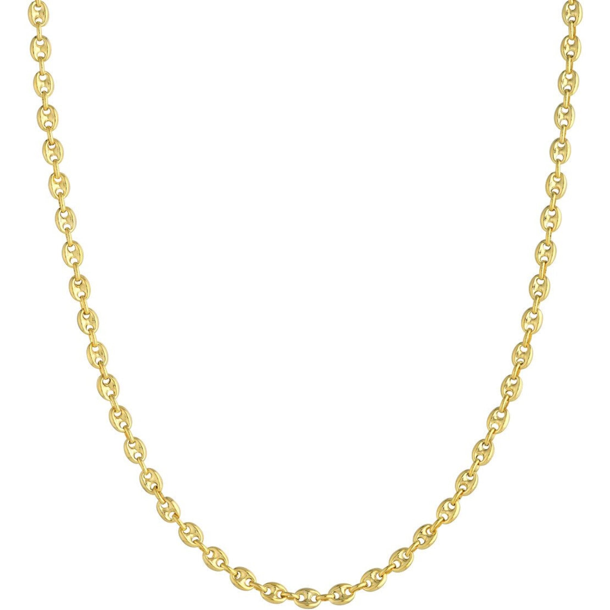 Olas d'Oro 24" Necklace - 14K Yellow Gold 4.5mm Puff Mariner Chain with Lobster Lock