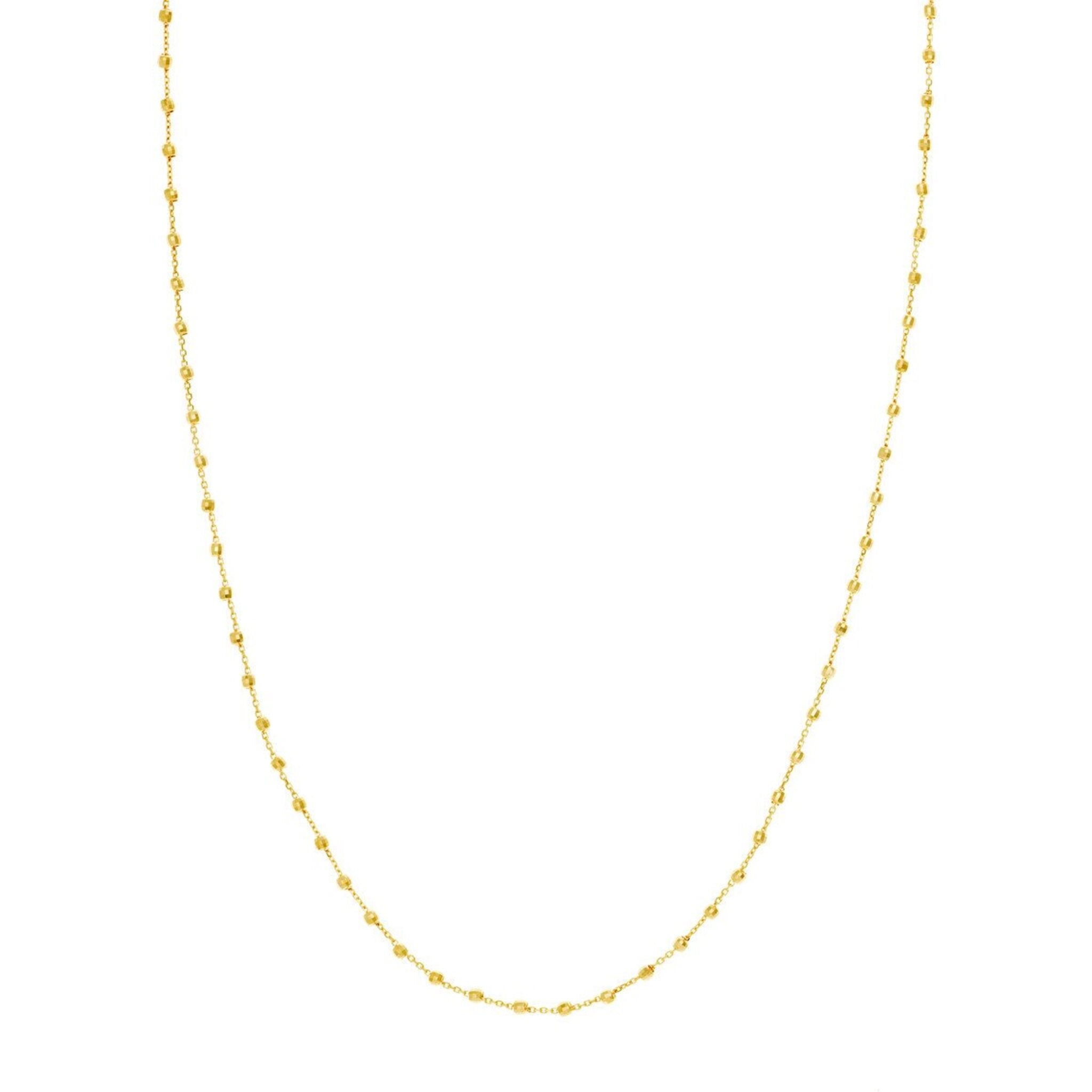 Olas d'Oro 24" Necklace - 14K Yellow Gold Cable Chain with 2.5mm Diamond Cut Bead Stations