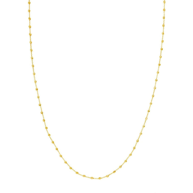 Olas d'Oro 24" Necklace - 14K Yellow Gold Cable Chain with 2.5mm Diamond Cut Bead Stations
