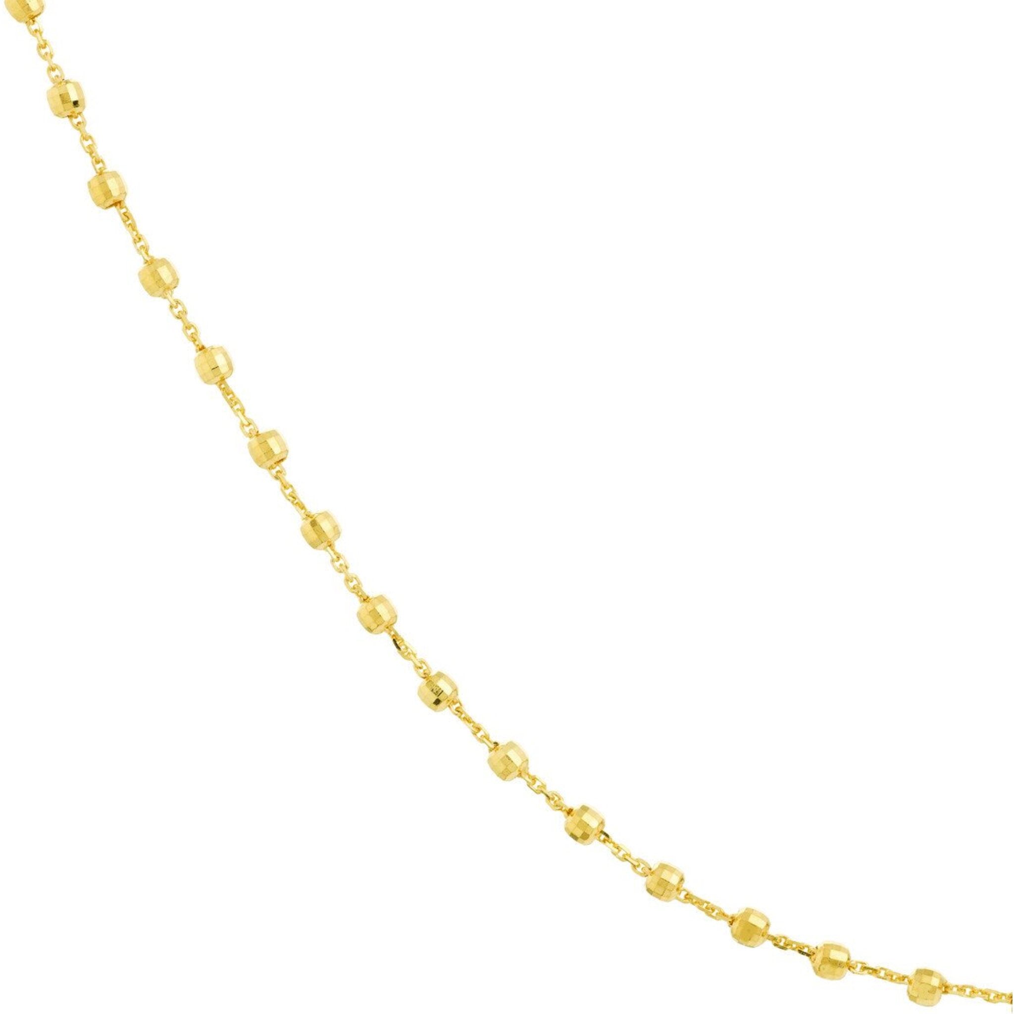 Olas d'Oro 24" Necklace - 14K Yellow Gold Cable Chain with 2.5mm Diamond Cut Bead Stations