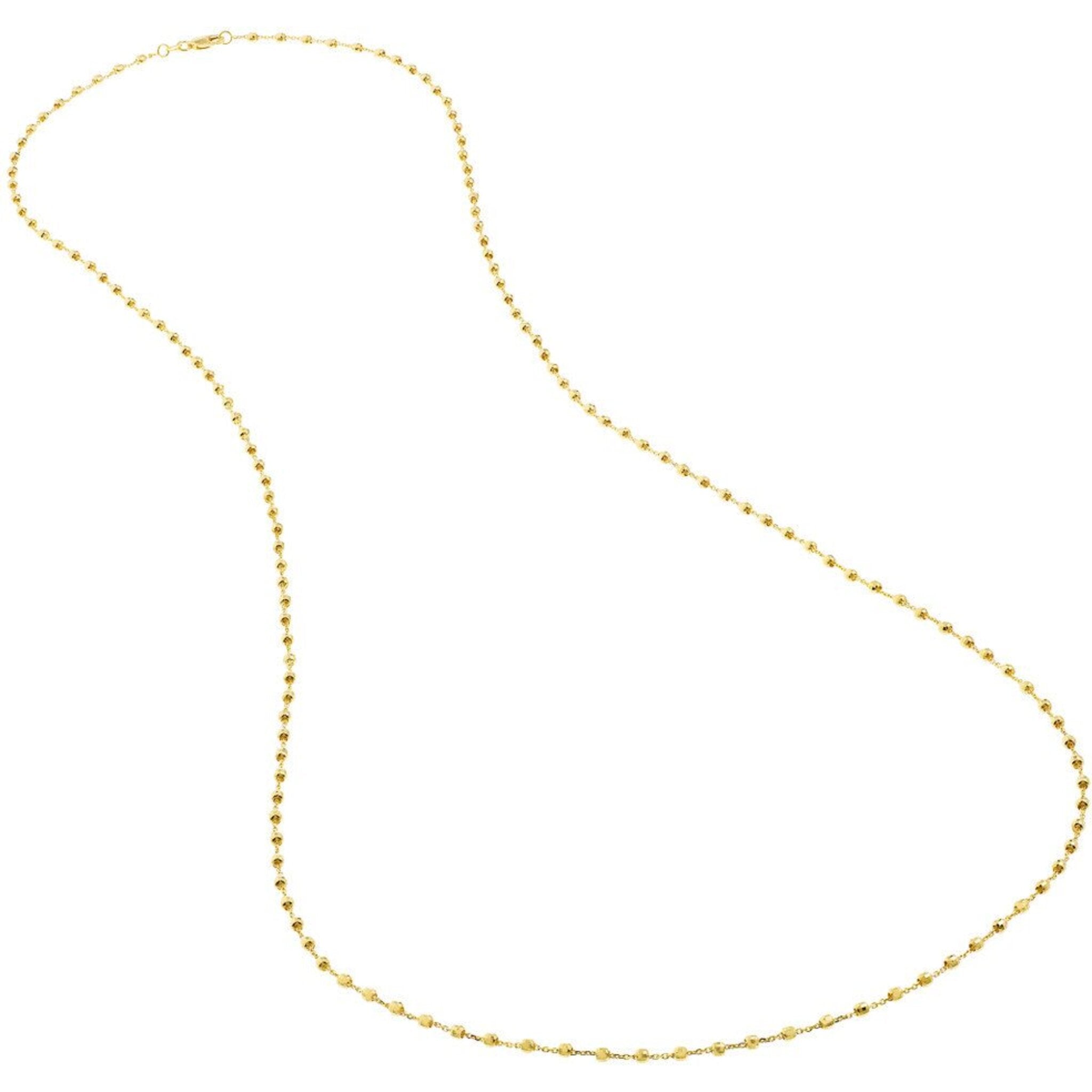 Olas d'Oro 24" Necklace - 14K Yellow Gold Cable Chain with 2.5mm Diamond Cut Bead Stations