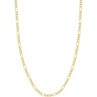 Olas d'Oro 24" Necklace - 14K Yellow/White Gold 4.75mm Two-Tone Pave Figaro Chain with Lobster Lock