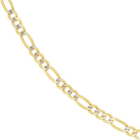 Olas d'Oro 24" Necklace - 14K Yellow/White Gold 4.75mm Two-Tone Pave Figaro Chain with Lobster Lock