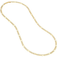 Olas d'Oro 24" Necklace - 14K Yellow/White Gold 4.75mm Two-Tone Pave Figaro Chain with Lobster Lock