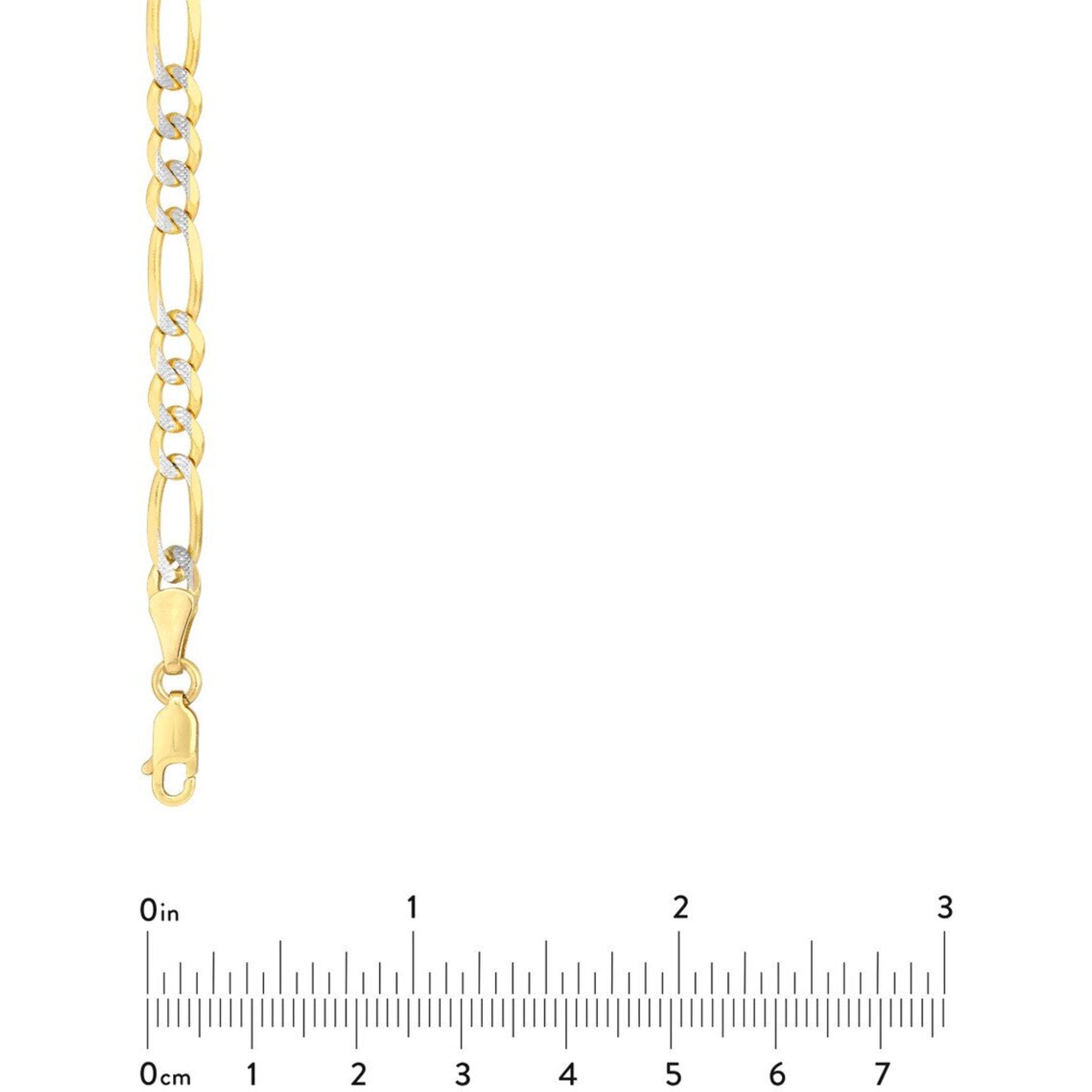 Olas d'Oro 24" Necklace - 14K Yellow/White Gold 4.75mm Two-Tone Pave Figaro Chain with Lobster Lock