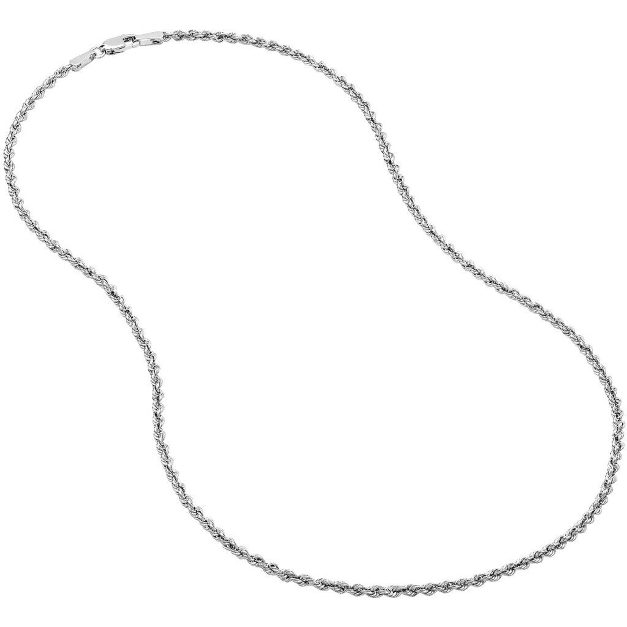 Olas d'Oro 30" Necklace - 10K White Gold 2mm Light Rope Chain with Lobster Lock