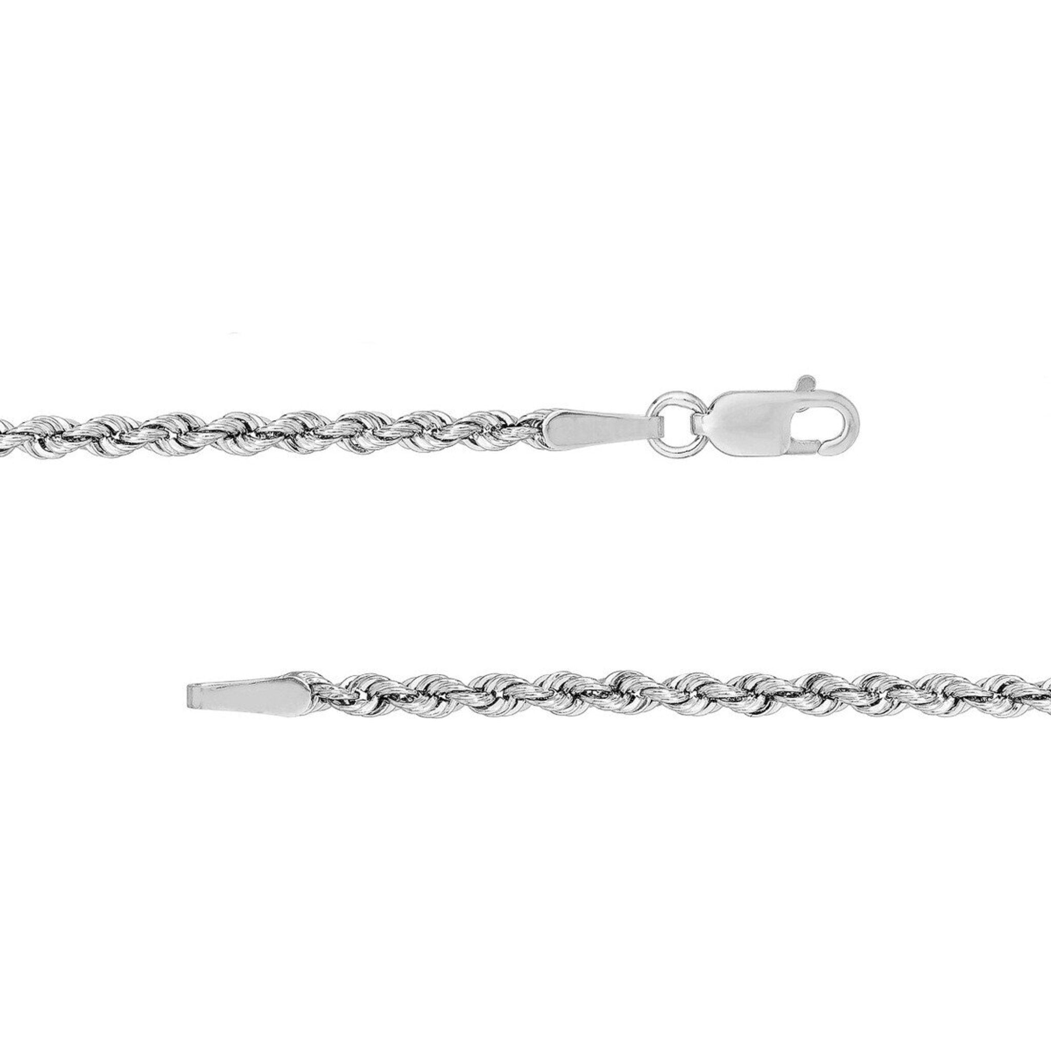 Olas d'Oro 30" Necklace - 10K White Gold 2mm Light Rope Chain with Lobster Lock