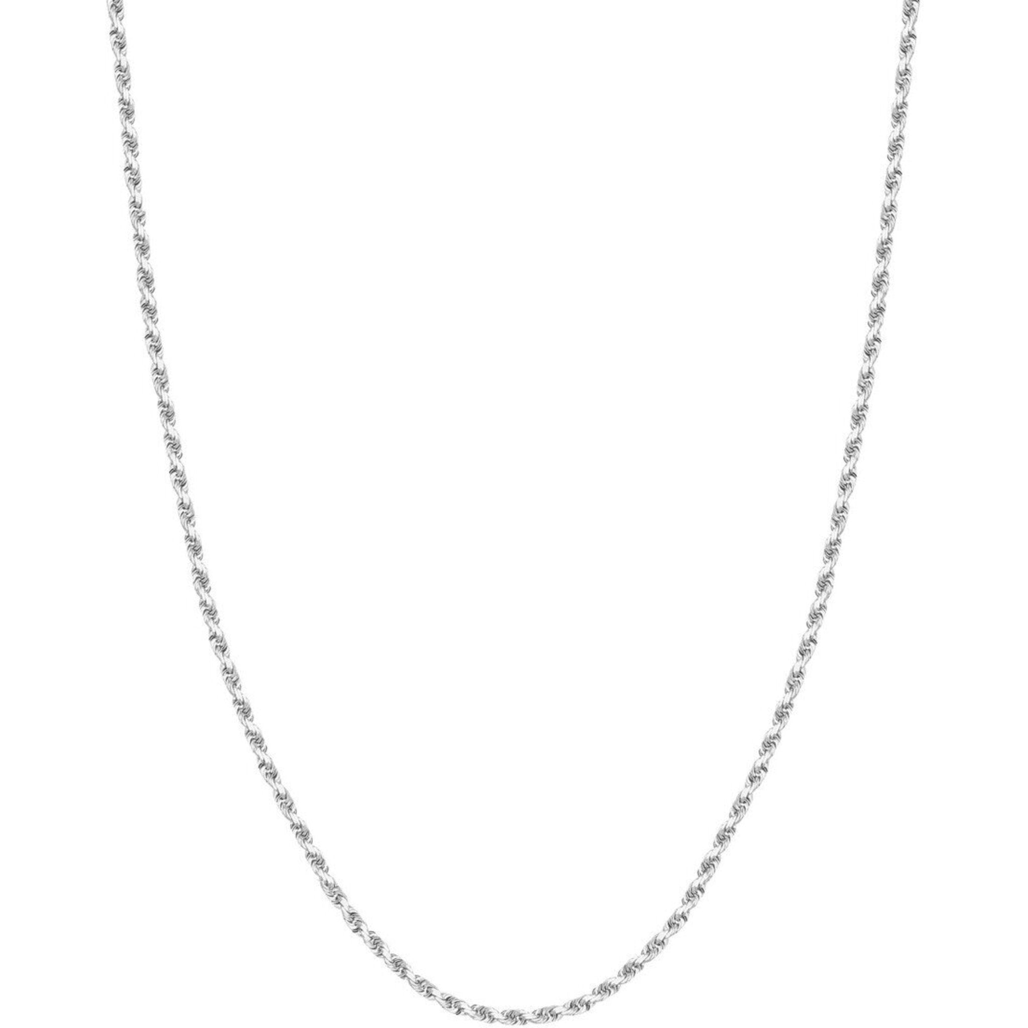 Olas d'Oro 30" Necklace - 10K White Gold 3mm Diamond Cut Rope Chain with Lobster Lock