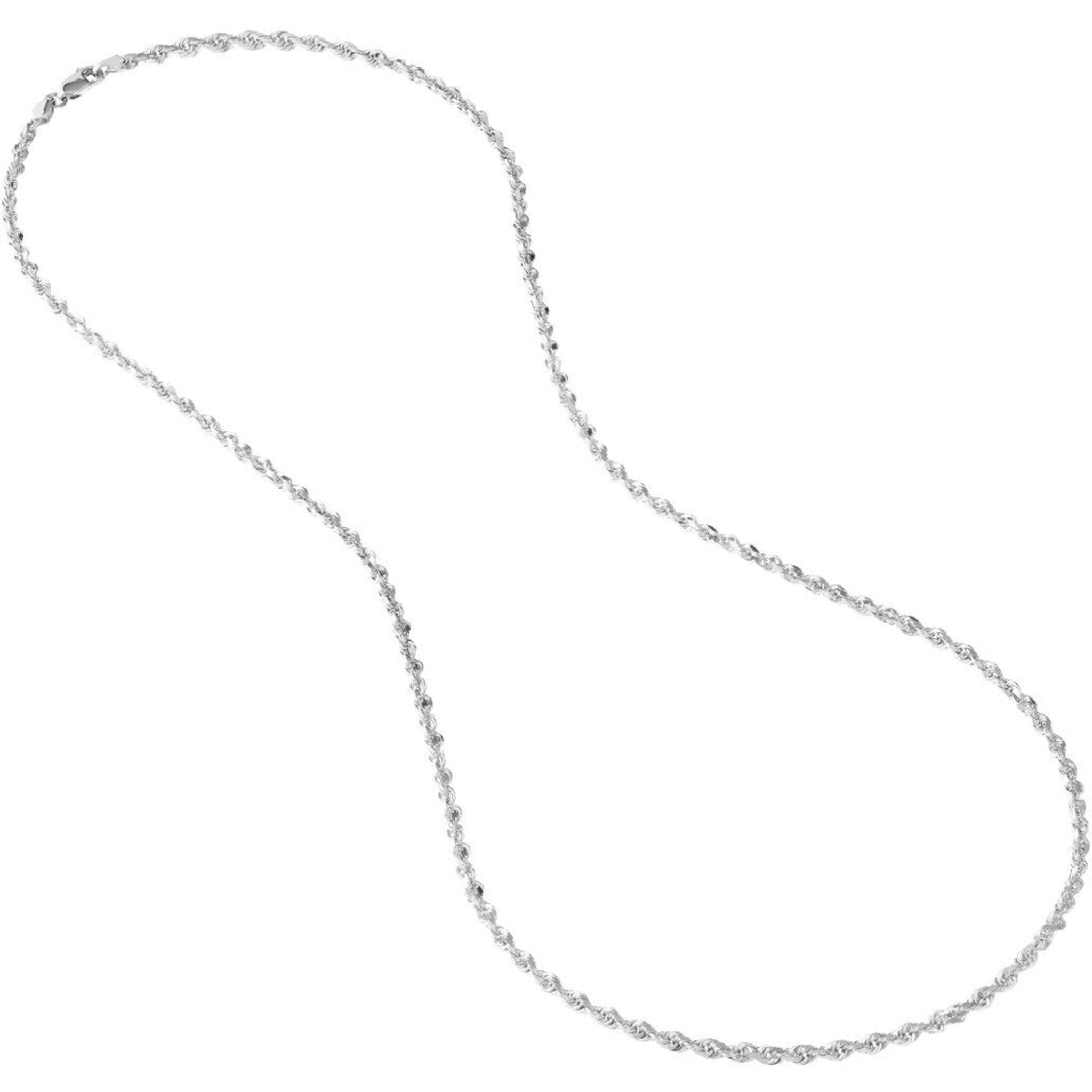 Olas d'Oro 30" Necklace - 10K White Gold 3mm Diamond Cut Rope Chain with Lobster Lock