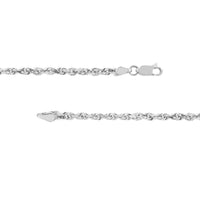 Olas d'Oro 30" Necklace - 10K White Gold 3mm Diamond Cut Rope Chain with Lobster Lock