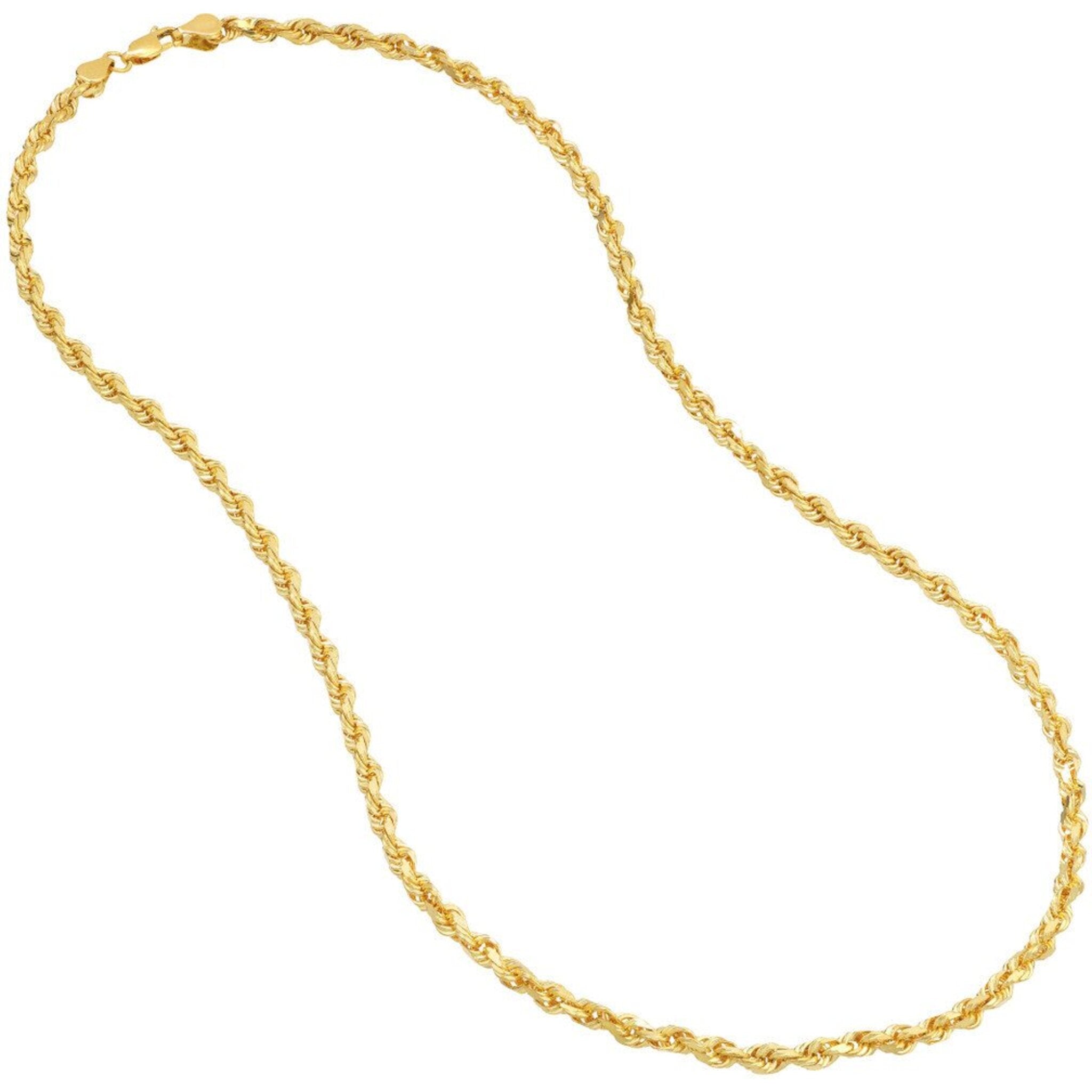 Olas d'Oro 30" Necklace - 10K Yellow Gold 4.4mm Diamond Cut Rope Chain with Lobster Lock