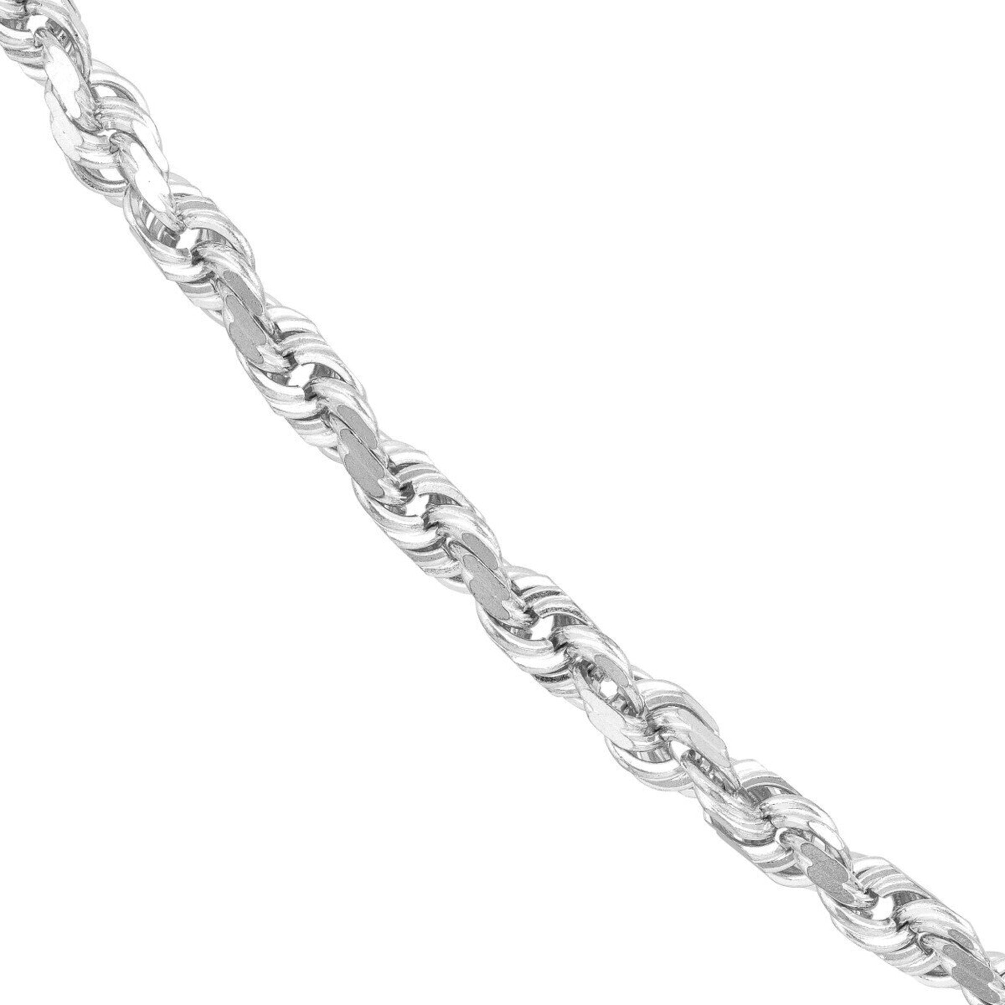 Olas d'Oro 30" Necklace - 14K White Gold 4.4mm Diamond Cut Rope Chain with Lobster Lock