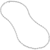 Olas d'Oro 30" Necklace - 14K White Gold 4.4mm Diamond Cut Rope Chain with Lobster Lock