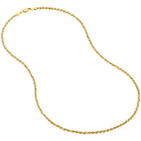 Olas d'Oro 30" Necklace - 14K Yellow Gold 2mm Light Rope Chain with Lobster Lock