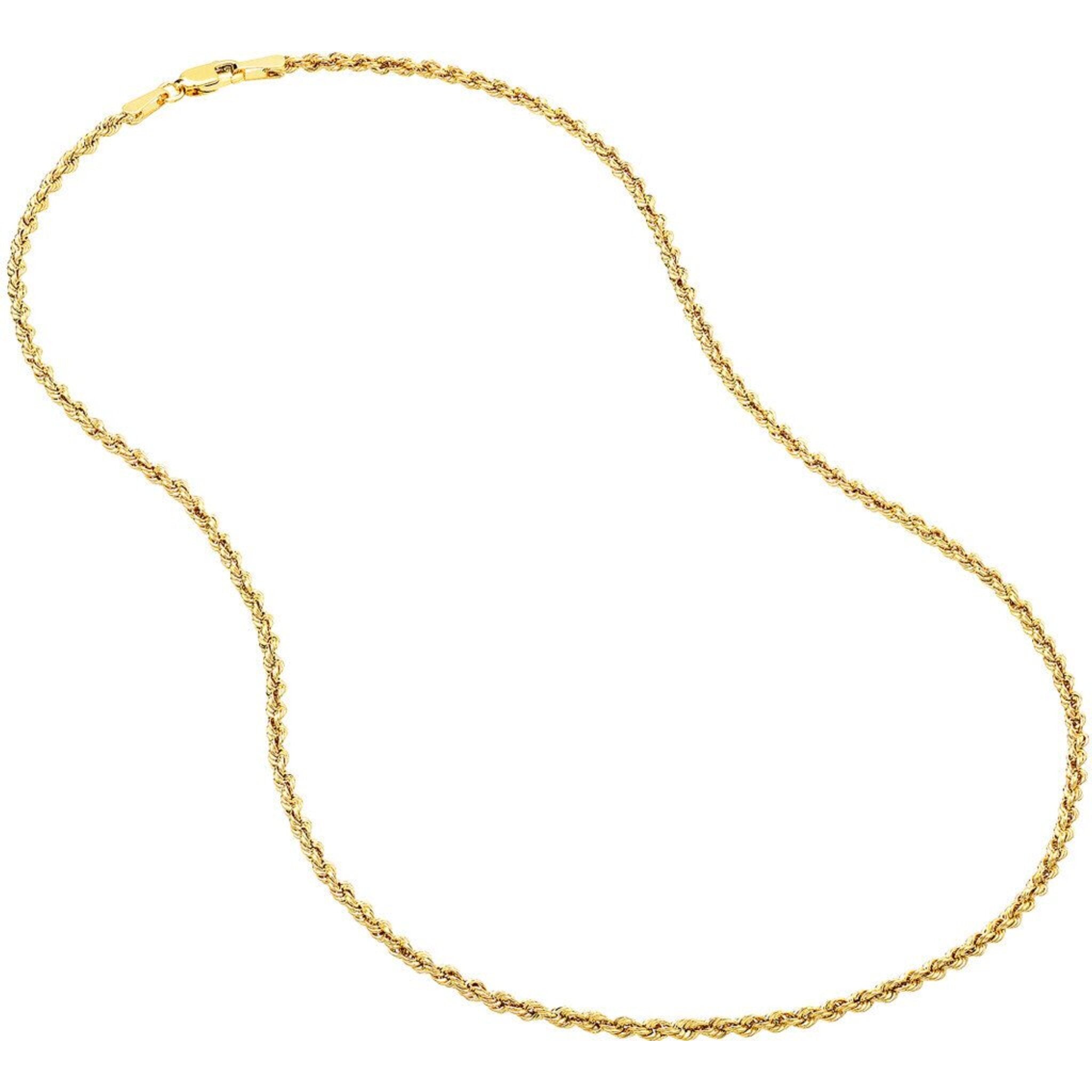 Olas d'Oro 30" Necklace - 14K Yellow Gold 2mm Light Rope Chain with Lobster Lock