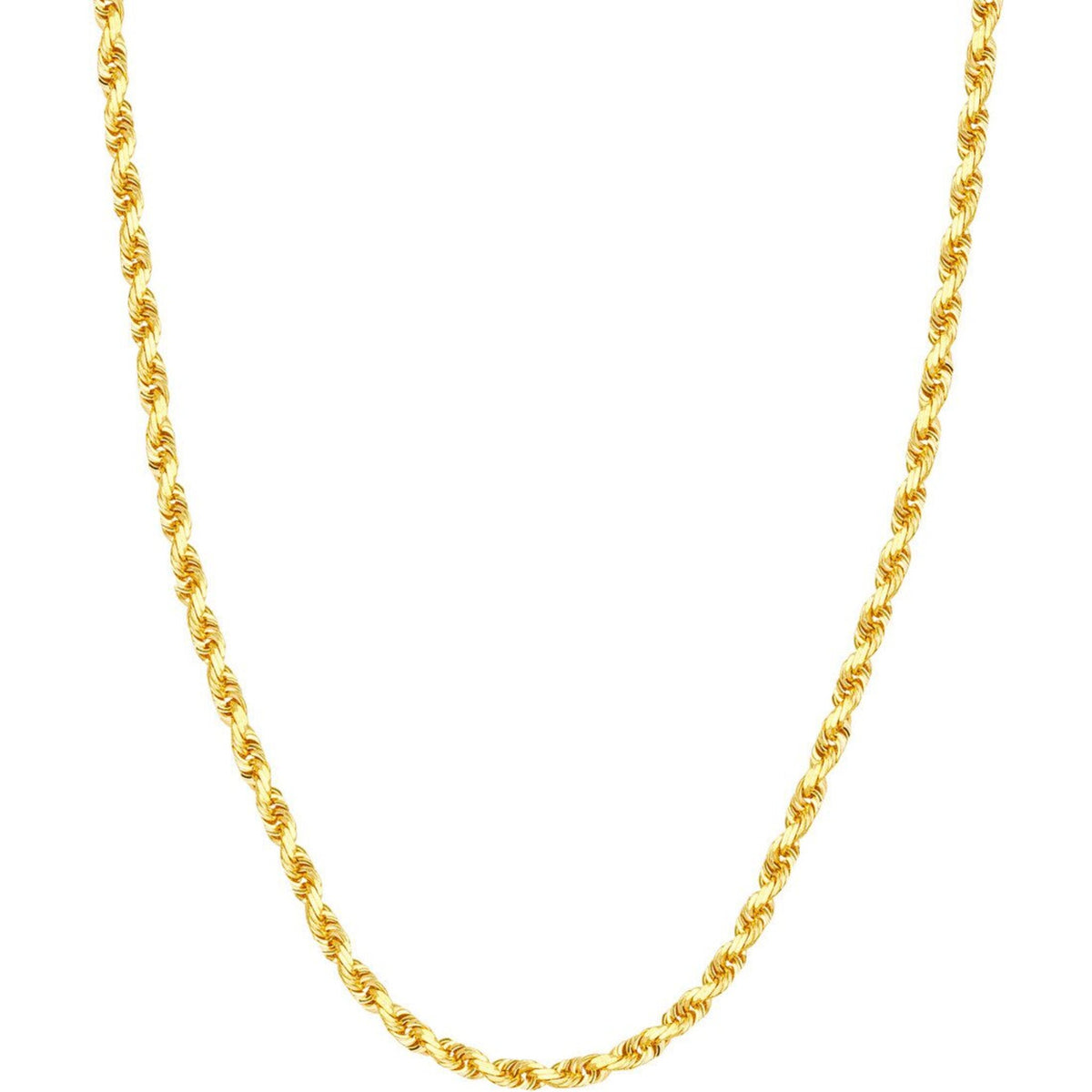 Olas d'Oro 30" Necklace - 14K Yellow Gold 4.4mm Diamond Cut Rope Chain with Lobster Lock