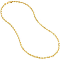 Olas d'Oro 30" Necklace - 14K Yellow Gold 4.4mm Diamond Cut Rope Chain with Lobster Lock