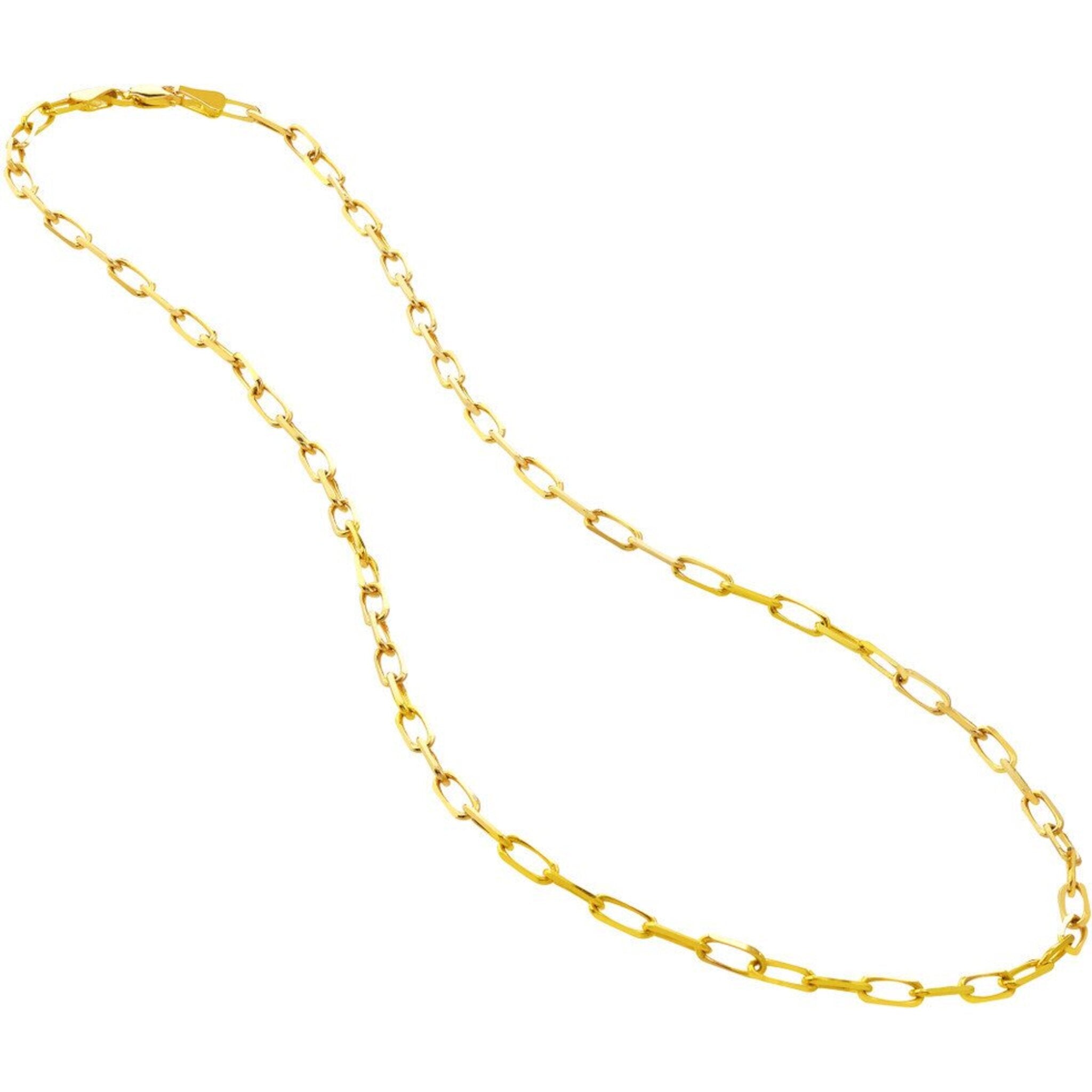 Olas d'Oro 30" Necklace - 14K Yellow Gold 4mm Paper Clip Chain with Lobster Lock