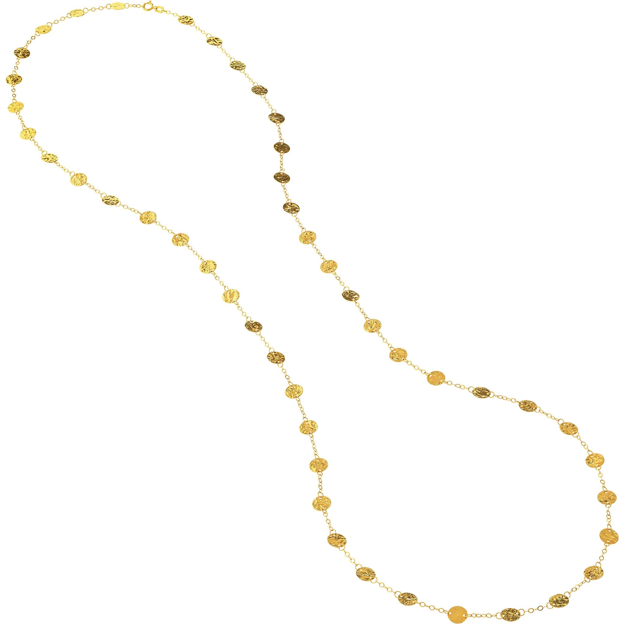 Olas d'Oro 36" Necklace - 14K Yellow Gold Long Chain Necklace with Hammered Discs