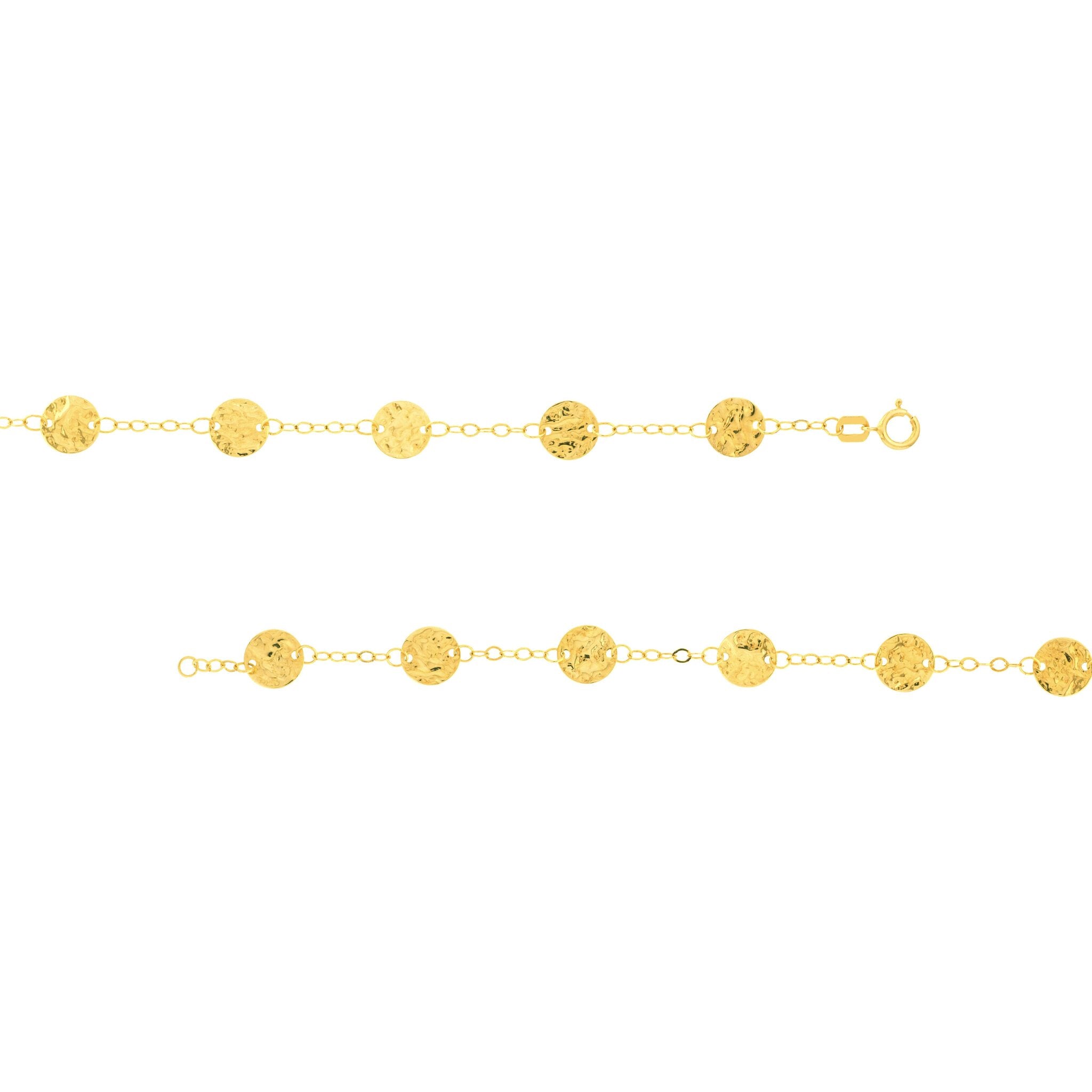 Olas d'Oro 36" Necklace - 14K Yellow Gold Long Chain Necklace with Hammered Discs