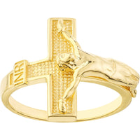 Olas d'Oro 6" Ring - 14K Yellow Gold Crucifix Ring