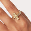 Olas d'Oro 6" Ring - 14K Yellow Gold Crucifix Ring