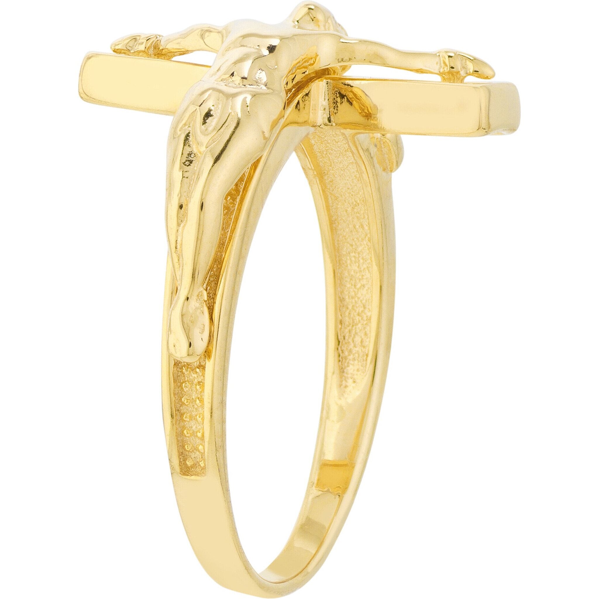 Ladies gold hot sale crucifix rings