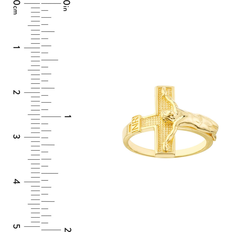 Olas d'Oro 6" Ring - 14K Yellow Gold Crucifix Ring