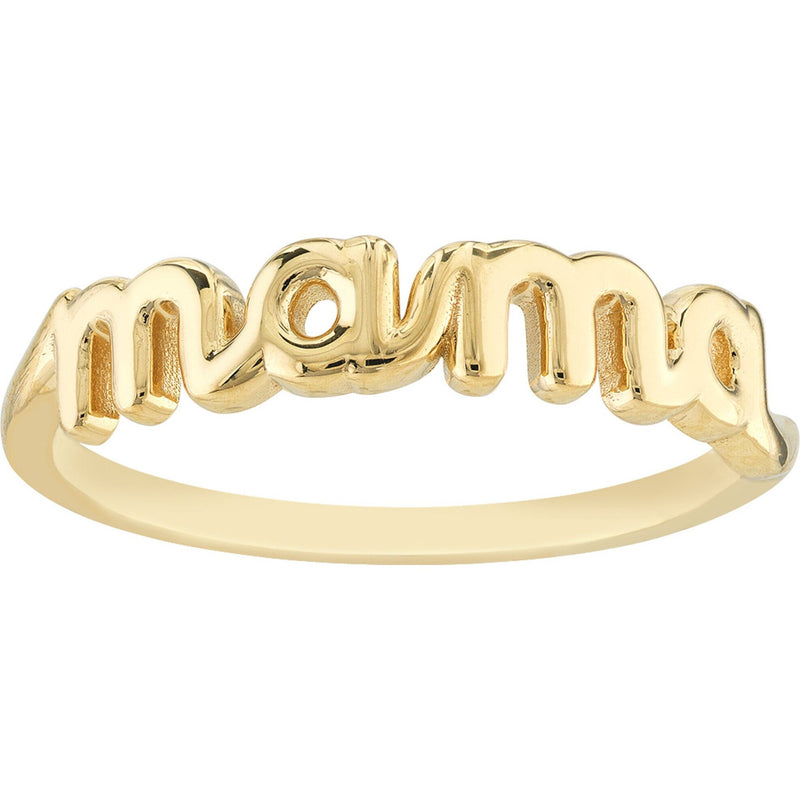 Olas d'Oro 6" Ring - 14K Yellow Gold Cursive Mama Ring