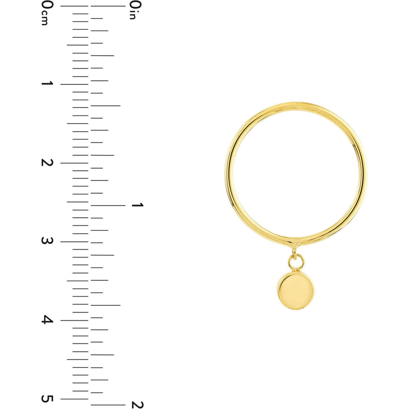 Olas d'Oro 6" Ring - 14K Yellow Gold Dangle Disc Wire Ring