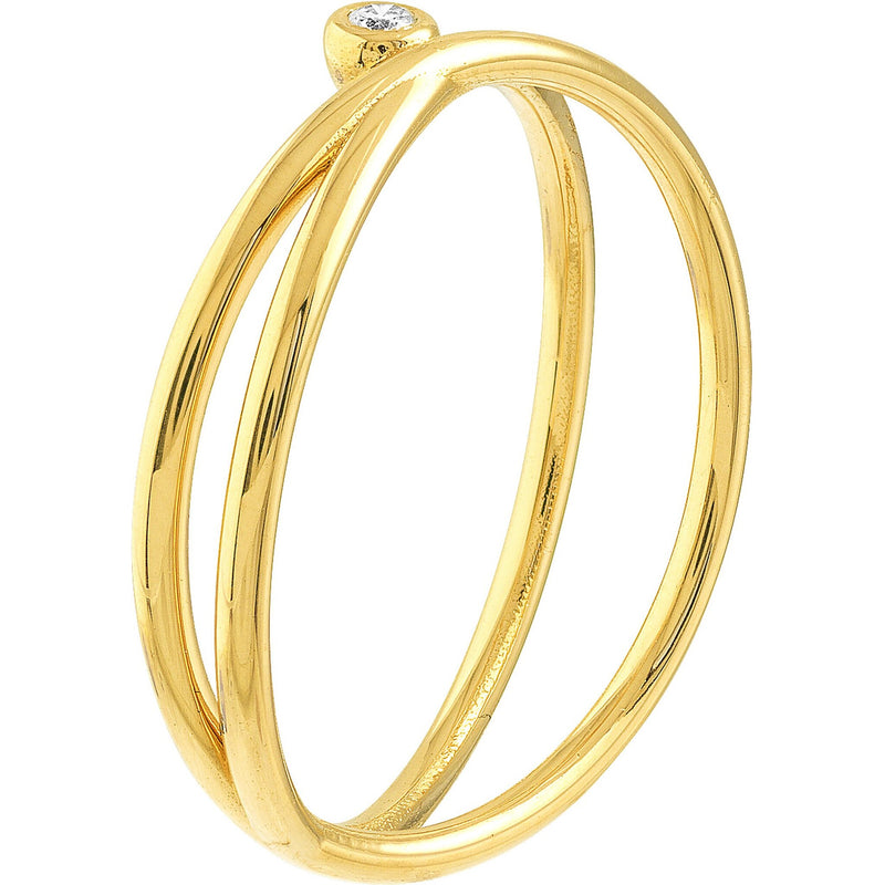 Olas d'Oro 6" Ring - 14K Yellow Gold Diamond Crossover Ring