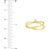 Olas d'Oro 6" Ring - 14K Yellow Gold Diamond Crossover Ring