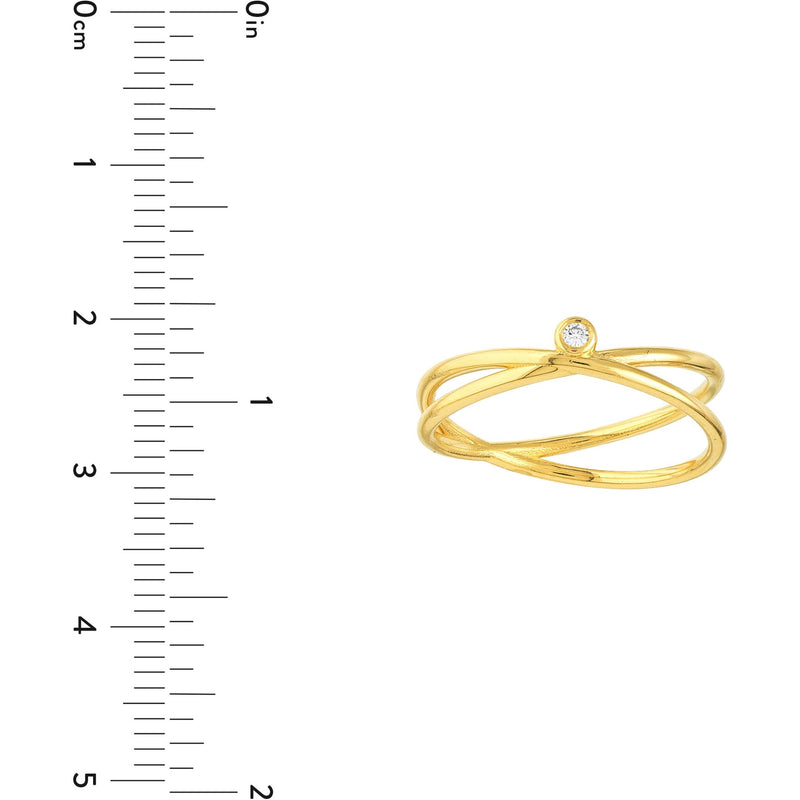 Olas d'Oro 6" Ring - 14K Yellow Gold Diamond Crossover Ring